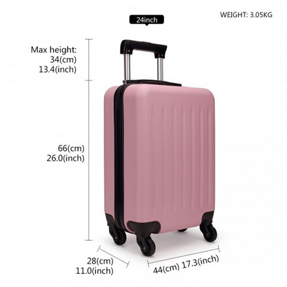 Kono 24 Inch Pink ABS Hard Shell Luggage - Lightweight 4 Wheel Spinner Suitcase