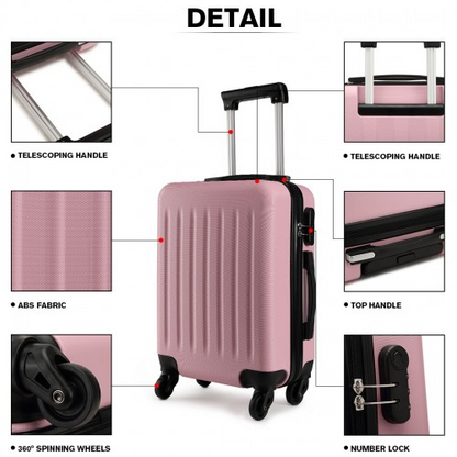 Kono 24 Inch Pink ABS Hard Shell Luggage - Lightweight 4 Wheel Spinner Suitcase