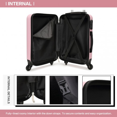 Kono 24 Inch Pink ABS Hard Shell Luggage - Lightweight 4 Wheel Spinner Suitcase