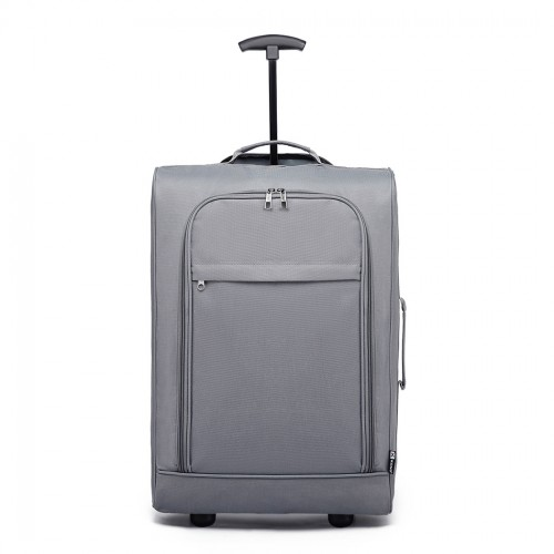 Kono Cabin Size Soft Shell Hand Luggage - Grey | Durable & Lightweight Travel Companion
