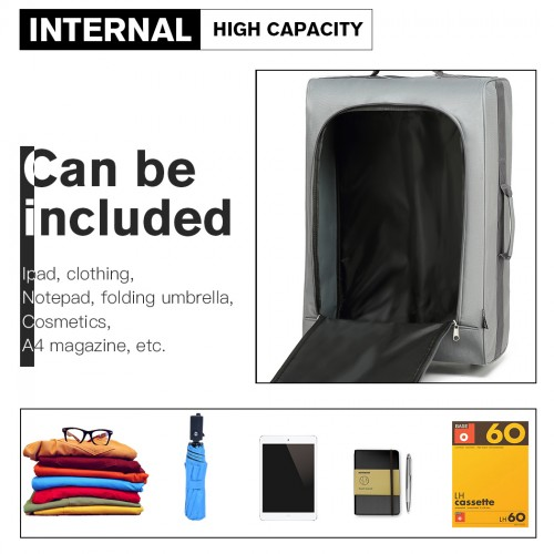 Kono Cabin Size Soft Shell Hand Luggage - Grey | Durable & Lightweight Travel Companion