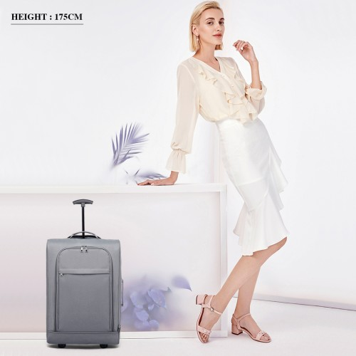 Kono Cabin Size Soft Shell Hand Luggage - Grey | Durable & Lightweight Travel Companion