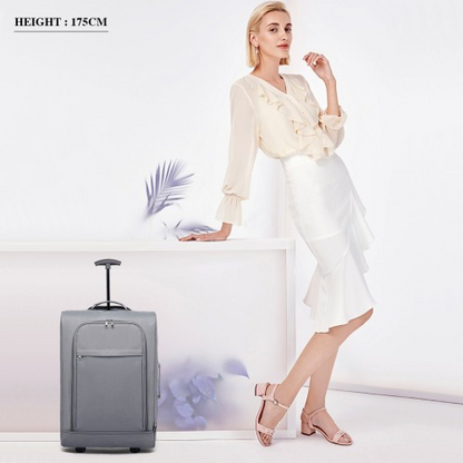 Kono Cabin Size Soft Shell Hand Luggage - Grey | Durable & Lightweight Travel Companion