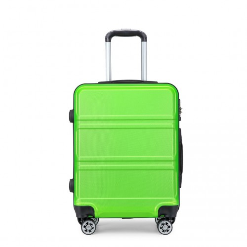 Kono ABS 24 Inch Sculpted Horizontal Design Suitcase - Green | Durable Material, Telescopic Handle, TSA Lock