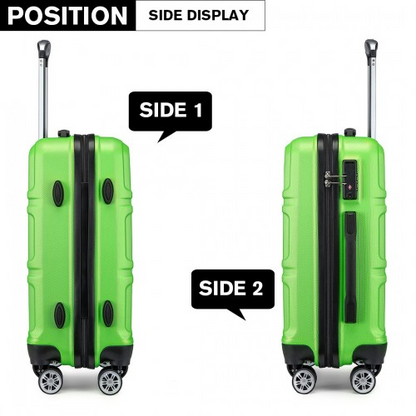 Kono ABS 24 Inch Sculpted Horizontal Design Suitcase - Green | Durable Material, Telescopic Handle, TSA Lock