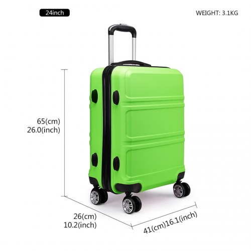 Kono ABS 24 Inch Sculpted Horizontal Design Suitcase - Green | Durable Material, Telescopic Handle, TSA Lock