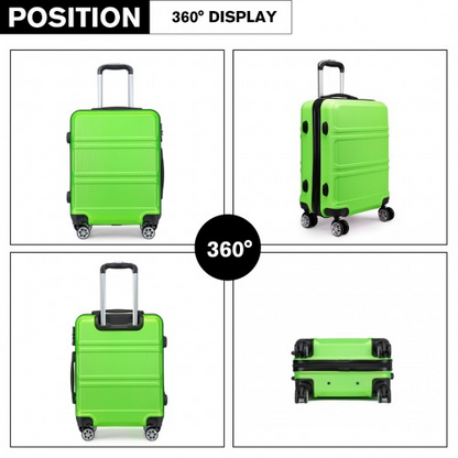 Kono ABS 20 Inch Sculpted Horizontal Design Cabin Luggage - Green