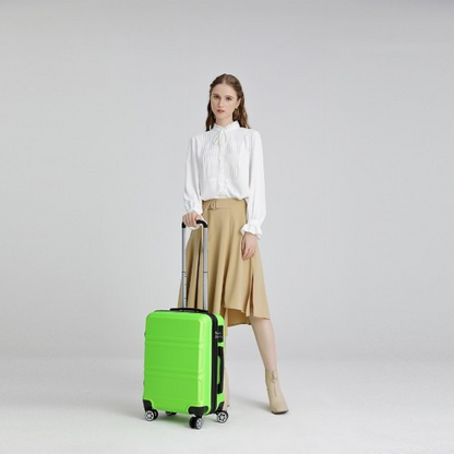 Kono ABS 20 Inch Sculpted Horizontal Design Cabin Luggage - Green