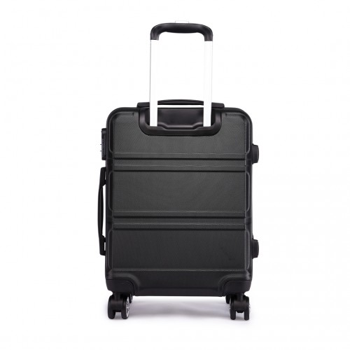 K1871-1L - Kono ABS Sculpted Horizontal Design 3 Piece Suitcase Set - Black
