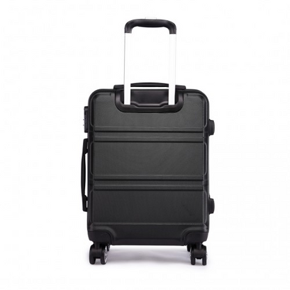 K1871-1L - Kono ABS Sculpted Horizontal Design 3 Piece Suitcase Set - Black