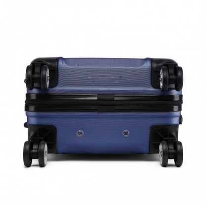 K1871-1L - Kono ABS Sculpted Horizontal Design 3 Piece Suitcase Set - Navy Blue