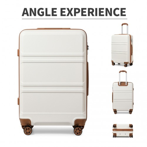 Kono ABS 24 Inch Sculpted Horizontal Design Suitcase - Cream