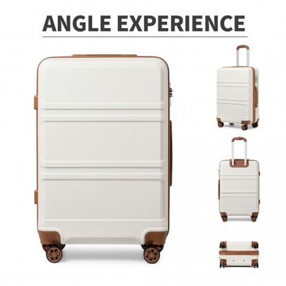 Kono ABS 24 Inch Sculpted Horizontal Design Suitcase - Cream