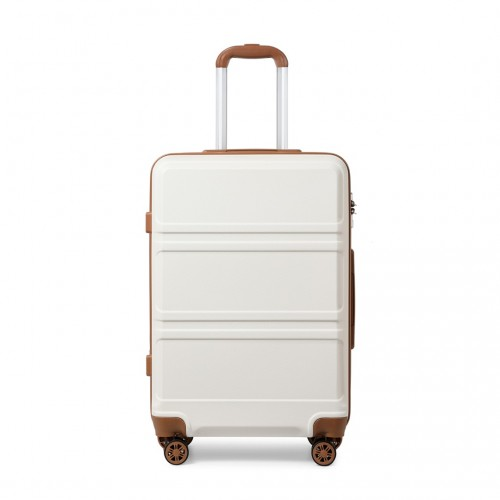 Kono ABS 20 Inch Sculpted Horizontal Design Cabin Luggage - Cream