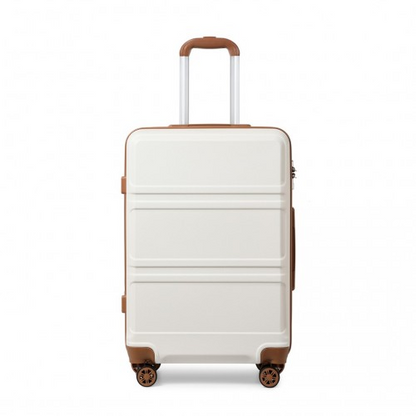 Kono ABS 20 Inch Sculpted Horizontal Design Cabin Luggage - Cream