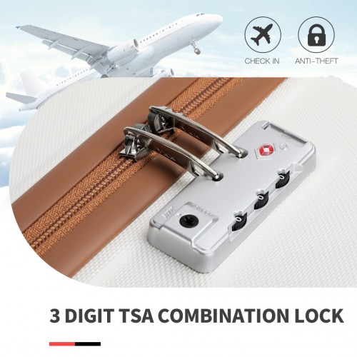 Kono ABS 20 Inch Sculpted Horizontal Design Cabin Luggage - Cream