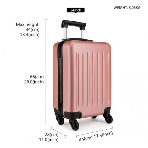 Kono 24 Inch ABS Hard Shell Luggage 4 Wheel Spinner Suitcase - Nude