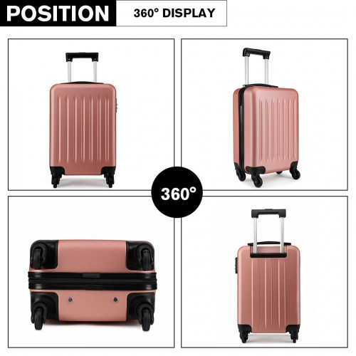 Kono 19 Inch ABS Hard Shell Carry On Luggage - 4 Wheel Spinner Suitcase - Nude