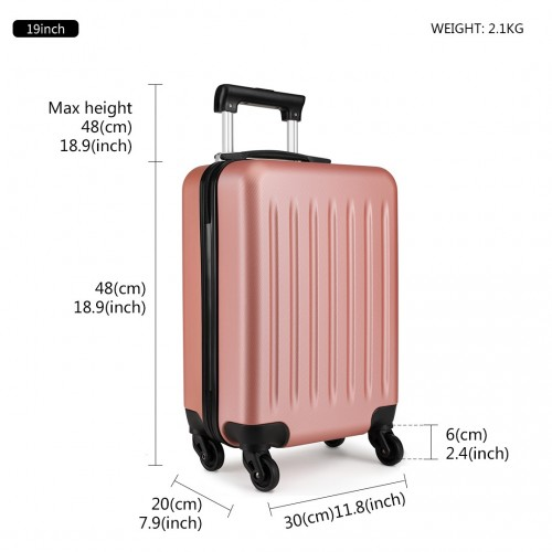 Kono 19 Inch ABS Hard Shell Carry On Luggage - 4 Wheel Spinner Suitcase - Nude