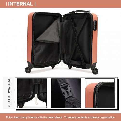 Kono 19 Inch ABS Hard Shell Carry On Luggage - 4 Wheel Spinner Suitcase - Nude