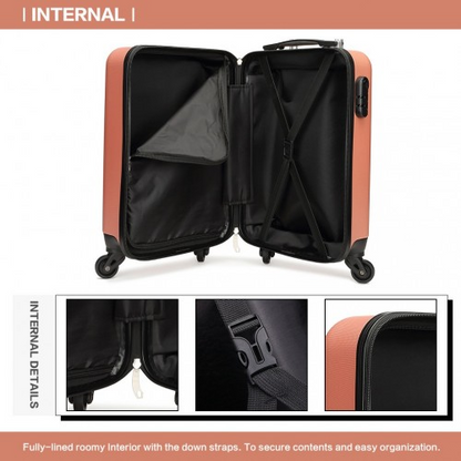 Kono 19 Inch ABS Hard Shell Carry On Luggage - 4 Wheel Spinner Suitcase - Nude