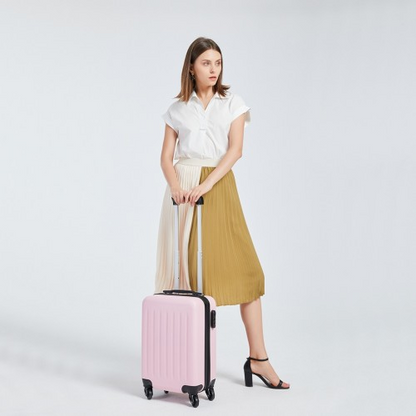 Kono 19 Inch ABS Hard Shell Carry On Luggage - 4 Wheel Spinner Suitcase - Nude