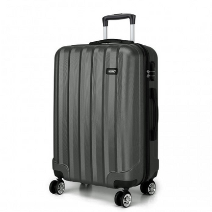 Kono 24 Inch Vertical Stripe Hard Shell Suitcase - Grey | Durable, Lightweight Luggage