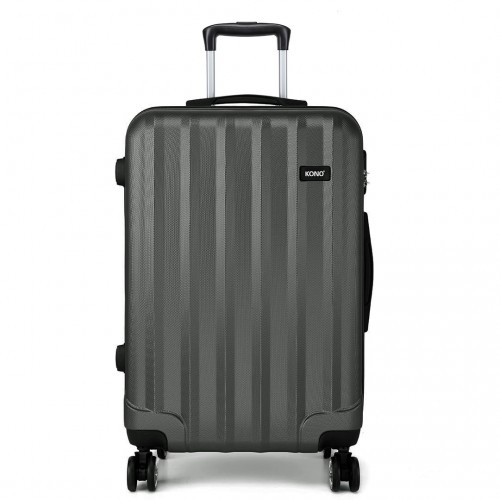 Kono 24 Inch Vertical Stripe Hard Shell Suitcase - Grey | Durable, Lightweight Luggage