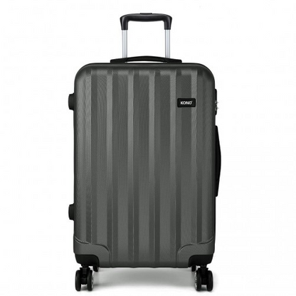Kono 24 Inch Vertical Stripe Hard Shell Suitcase - Grey | Durable, Lightweight Luggage