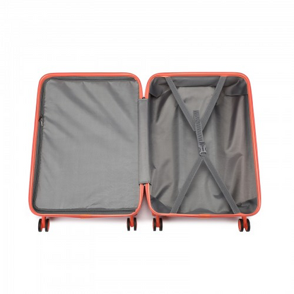 Kono ABS 20 Inch Sculpted Horizontal Design Cabin Luggage - Coral