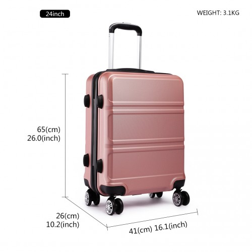 Kono ABS 24 Inch Sculpted Horizontal Design Suitcase - Nude