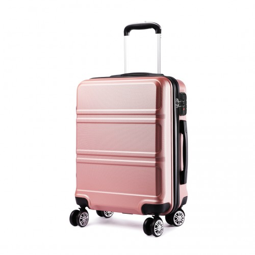 Kono ABS Sculpted Horizontal Design 20 Inch Cabin Luggage - Nude