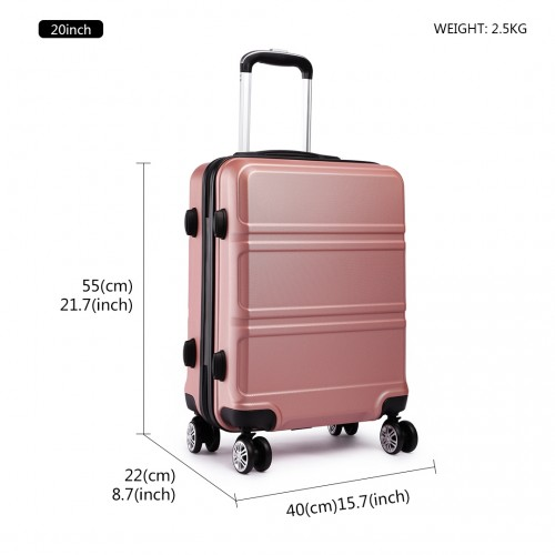 Kono ABS Sculpted Horizontal Design 20 Inch Cabin Luggage - Nude