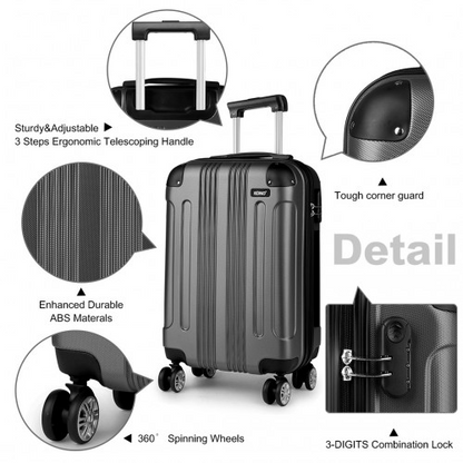 Kono 19 Inch ABS Hard Shell Suitcase Luggage - Grey | Lightweight & Durable