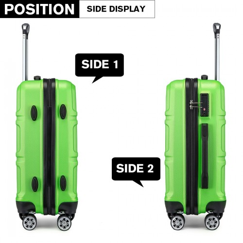 K1871-1L - Kono ABS 28 Inch Sculpted Horizontal Design Suitcase - Green