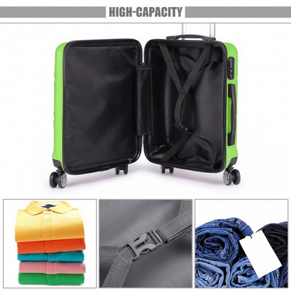 K1871-1L - Kono ABS 28 Inch Sculpted Horizontal Design Suitcase - Green