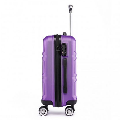 Kono ABS 24 Inch Sculpted Horizontal Design Suitcase - Durable & Stylish Purple Luggage with TSA Lock & 360° Swivel Wheels