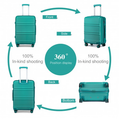 Kono ABS 24 Inch Sculpted Horizontal Design Suitcase - Teal | Durable & Stylish Travel Companion