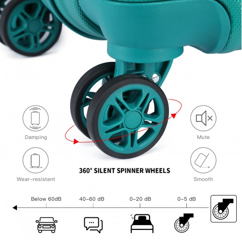 Kono ABS 24 Inch Sculpted Horizontal Design Suitcase - Teal | Durable & Stylish Travel Companion