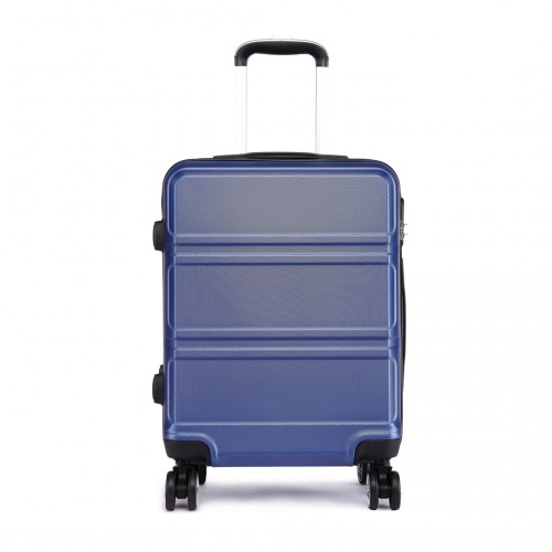 K1871-1L - Kono ABS Sculpted Horizontal Design 20 Inch Cabin Luggage - Navy Blue
