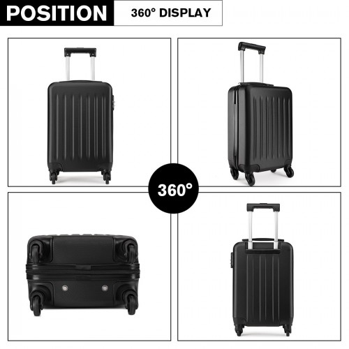 Kono 19 Inch ABS Hard Shell Carry On Luggage 4 Wheel Spinner Suitcase - Black