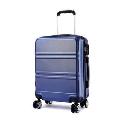 Kono 24 Inch Sculpted Horizontal Design Suitcase - Navy Blue | Durable ABS Material | TSA Lock