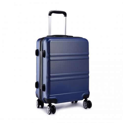 Kono 24 Inch Sculpted Horizontal Design Suitcase - Navy Blue | Durable ABS Material | TSA Lock