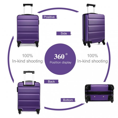Kono 19 Inch ABS Hard Shell Suitcase with TSA Lock - Purple | Lightweight & Durable Cabin Luggage