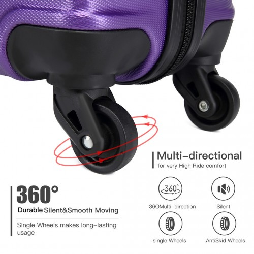Kono 19 Inch ABS Hard Shell Suitcase with TSA Lock - Purple | Lightweight & Durable Cabin Luggage