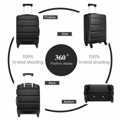 Kono 24 Inch Black Hard Shell Suitcase with TSA Lock | Durable ABS Material & 360° Swivel Wheels