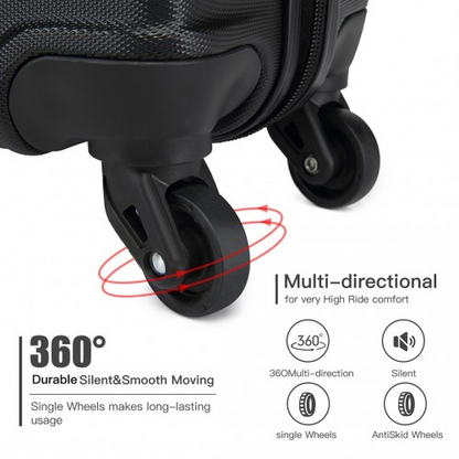 Kono 24 Inch Black Hard Shell Suitcase with TSA Lock | Durable ABS Material & 360° Swivel Wheels