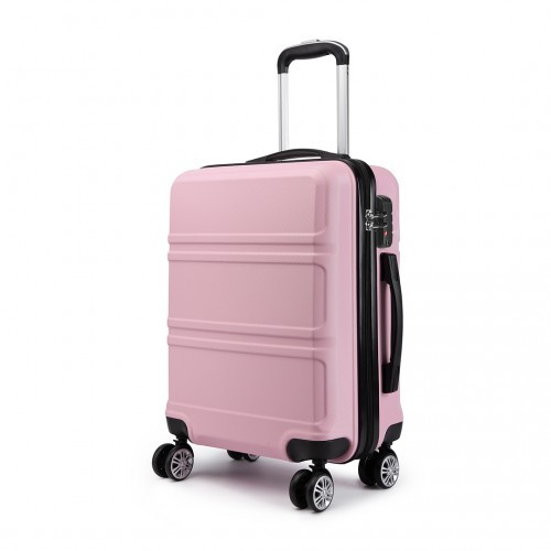 Kono ABS 24 Inch Sculpted Horizontal Design Suitcase - Pink