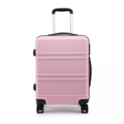 Kono ABS 24 Inch Sculpted Horizontal Design Suitcase - Pink