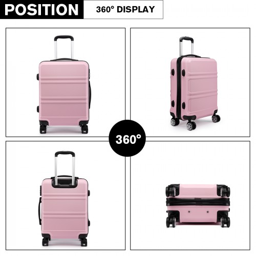 Kono ABS 24 Inch Sculpted Horizontal Design Suitcase - Pink